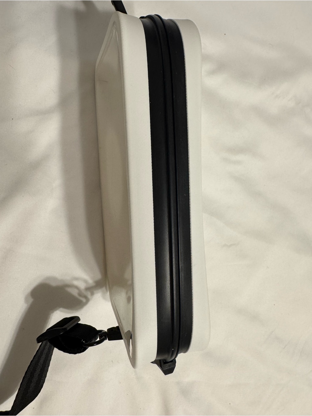 White Crossbody Belt Bag With Black Strap — image 7 of 8